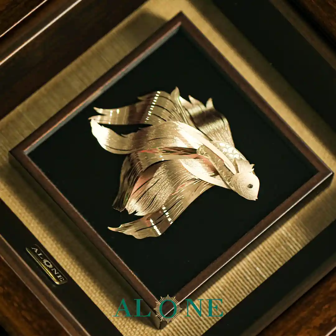 تابلو ماهی فیروزه قهوه ای بدون صدف 21*21 - Image 3