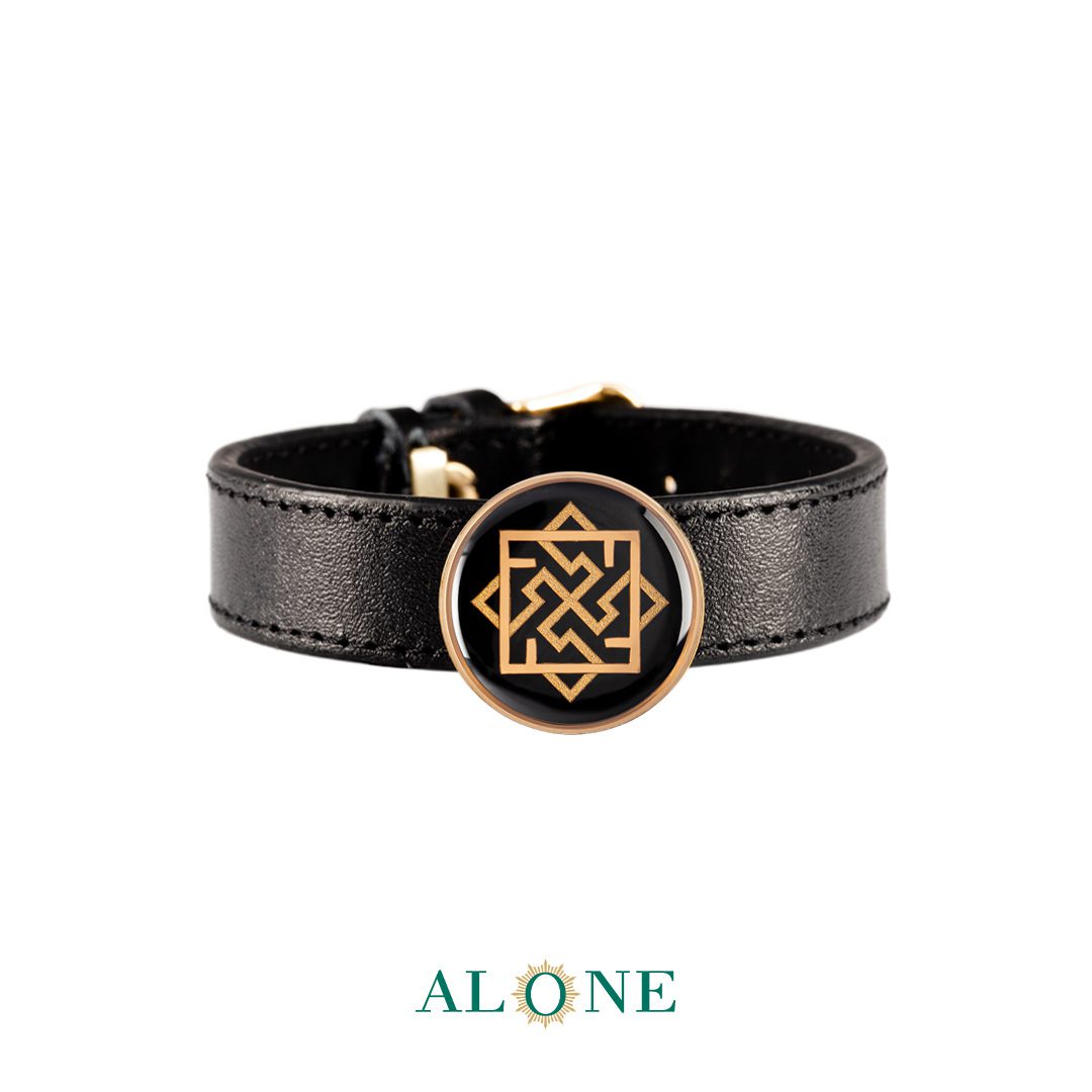 دستبند چرم مردانه اسلیمی مربع