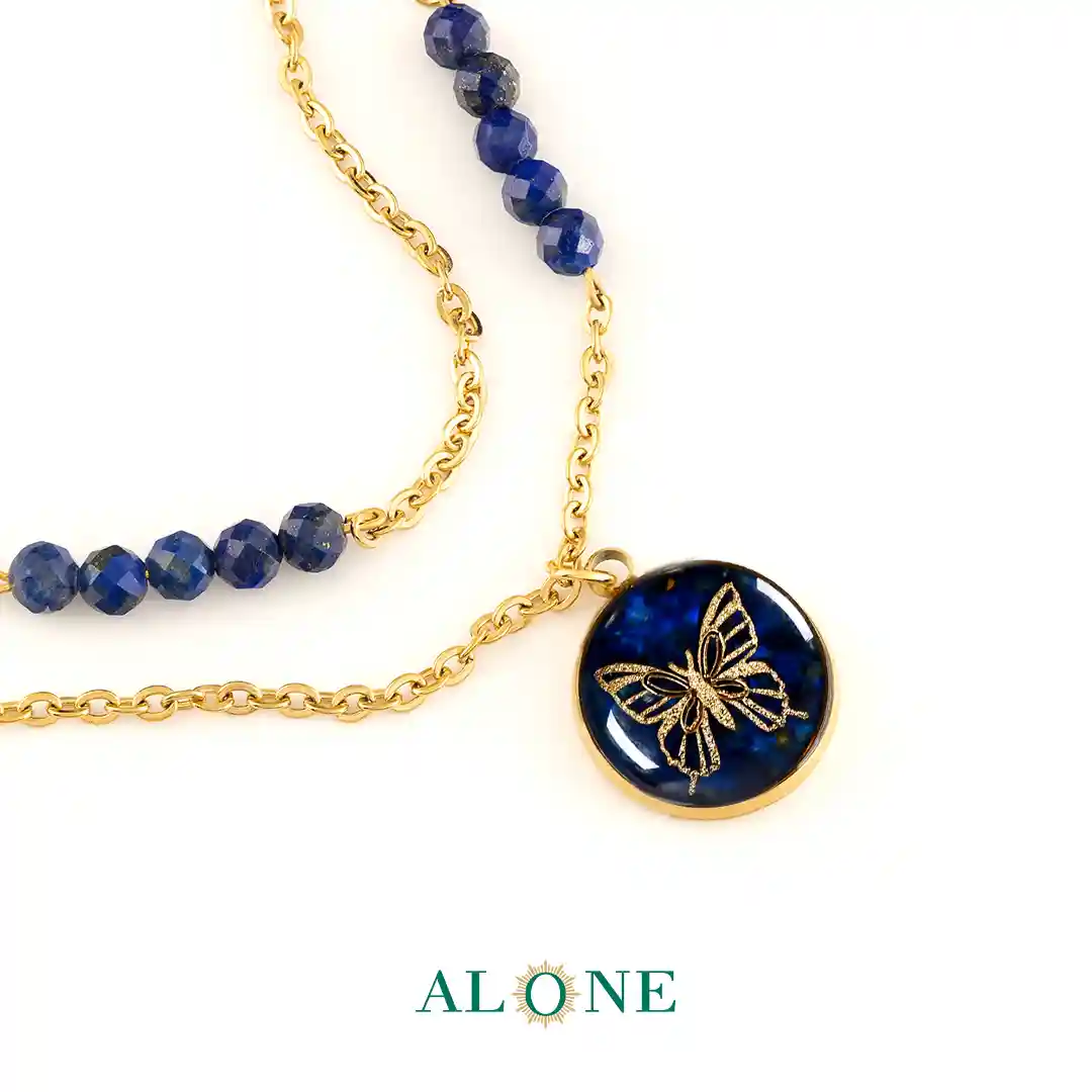 پابند گرد تایگر سرمه ای پروانه با سنگ لاجورد - Image 2