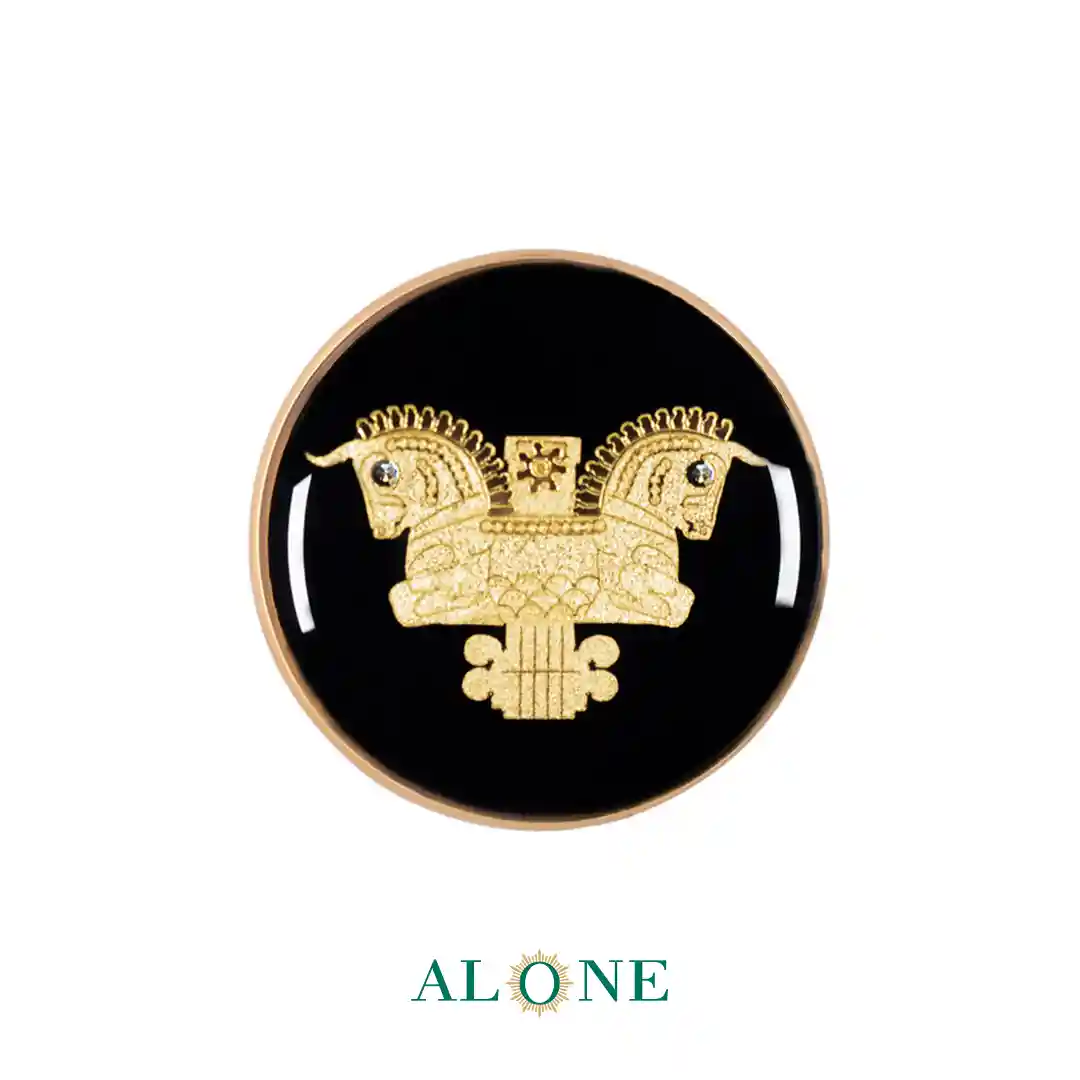 پلاک دستبند چرم مردانه گرد سایز 25 انیکس سر ستون هخامنشی