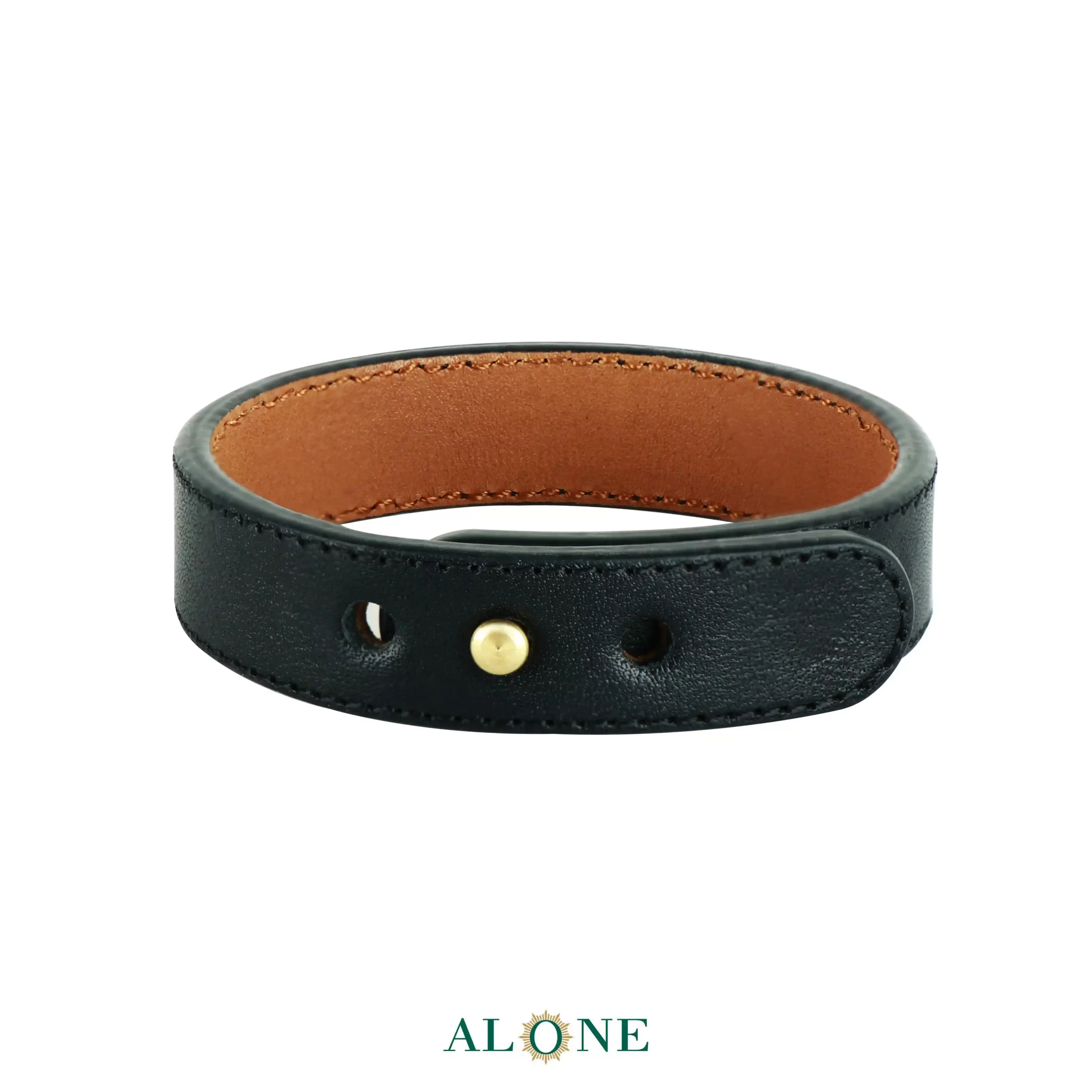 بند مچ چرم 16 میلی مشکی ساده قفل تک - Image 2