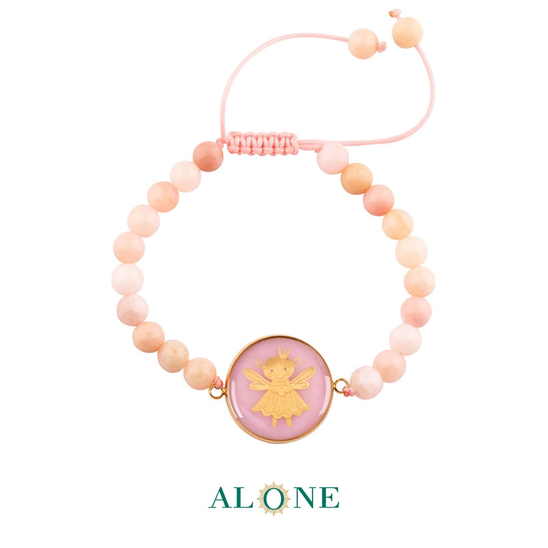 دستبند کوچک بافت اوپال صورتی تیدا