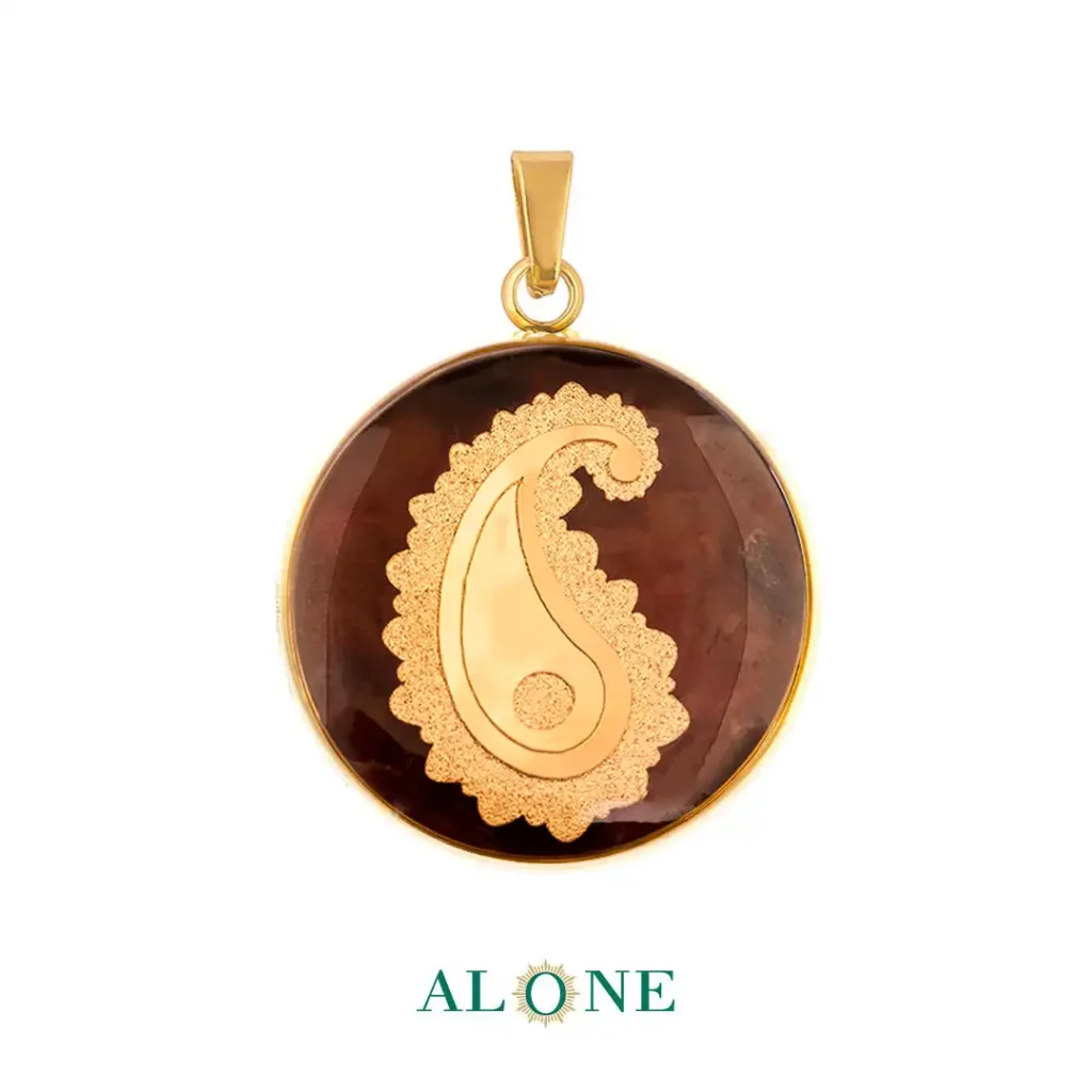 آویز کوچک گرد عقیق بته جقه