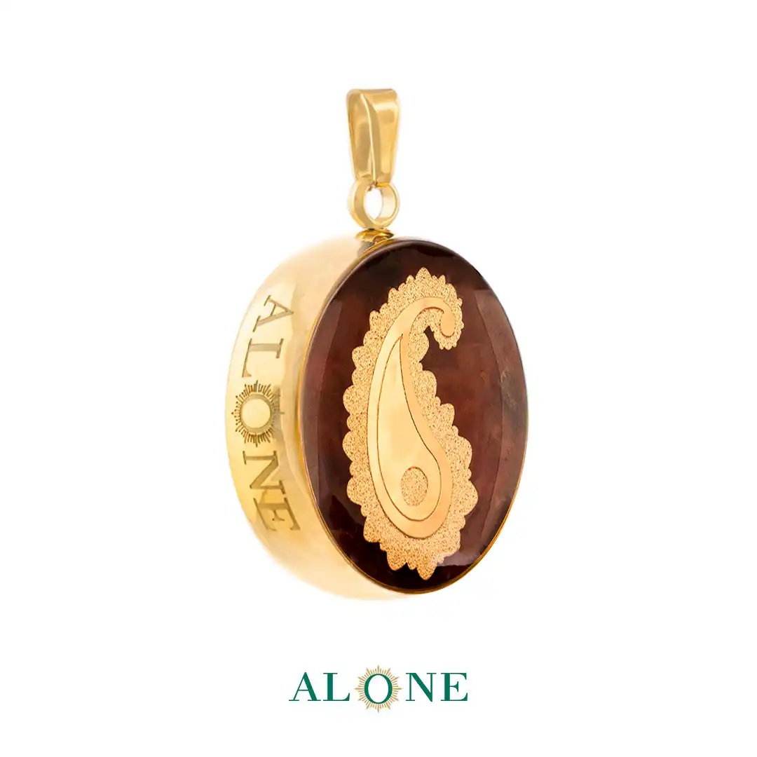 آویز کوچک گرد عقیق بته جقه