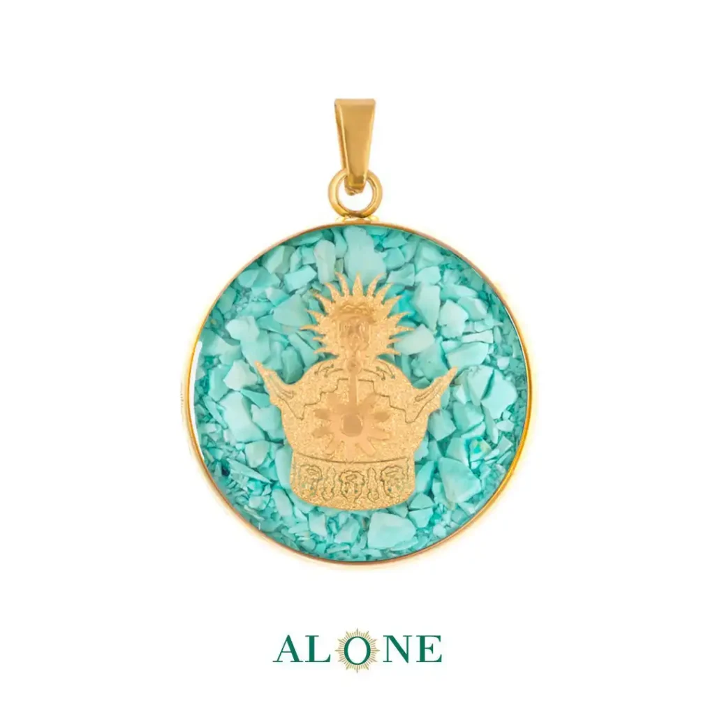 آویز کوچک گرد فیروزه تاج