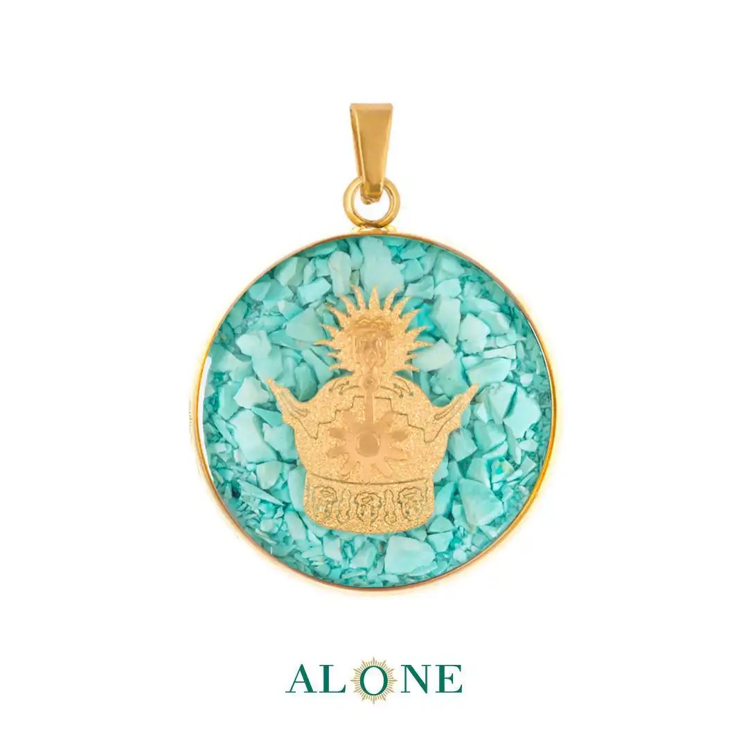 آویز کوچک گرد فیروزه تاج