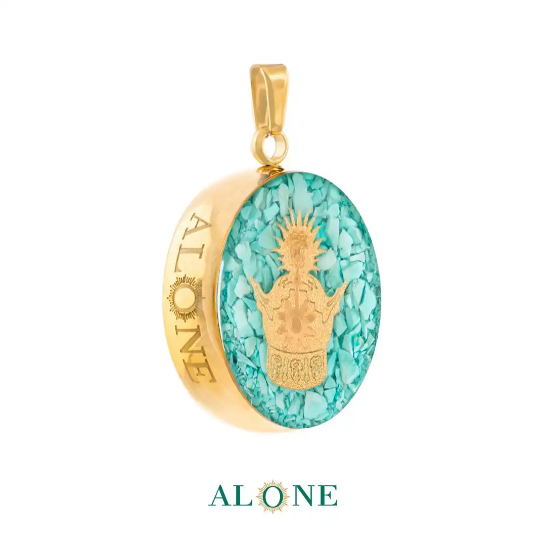 آویز کوچک گرد فیروزه تاج