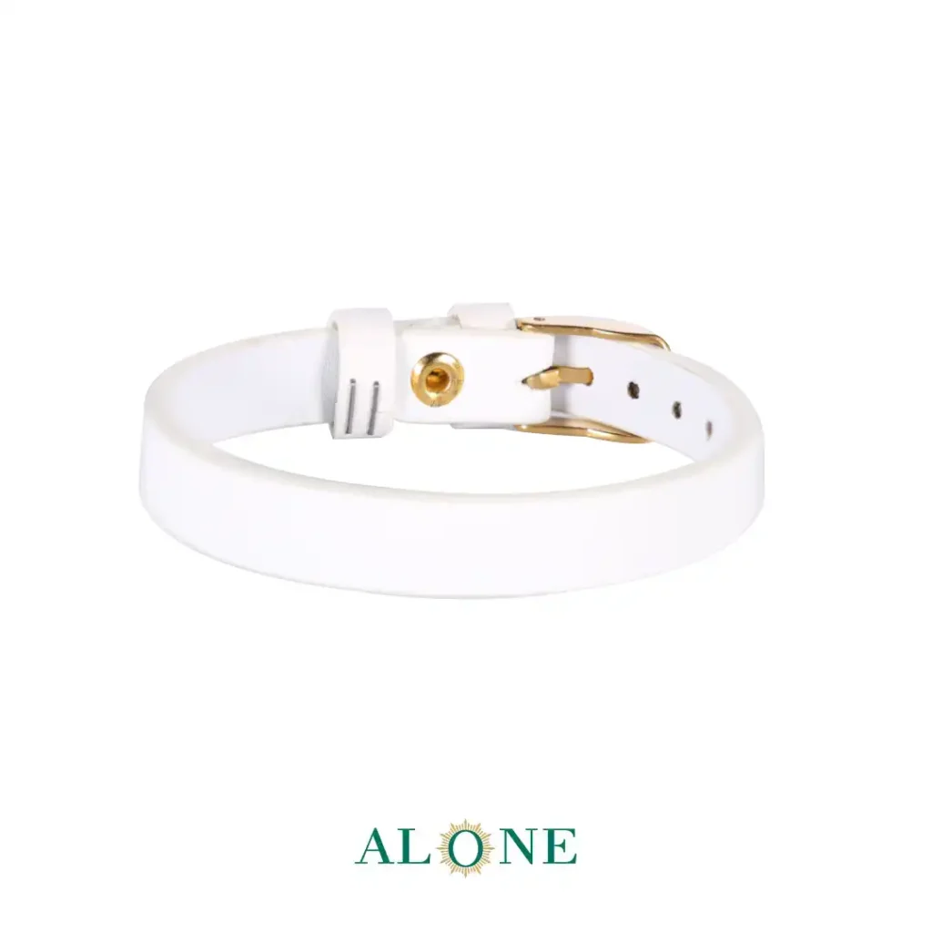 بند مچ چرم سفید 10 میل قفل سگکی