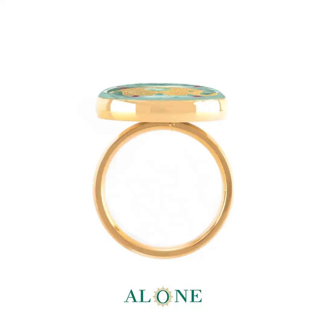 انگشتر گرد آمازونیت فیل