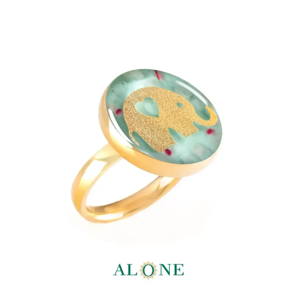 انگشتر گرد آمازونیت فیل