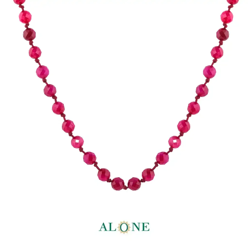 سنگ گره ای کوتاه 45 عقیق صورتی تراش قطر 6