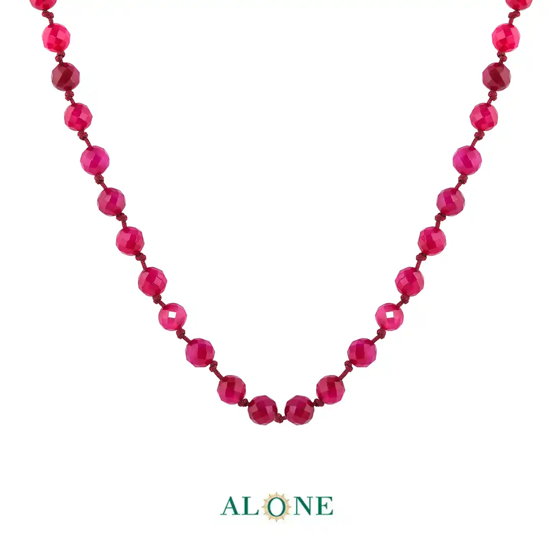 سنگ گره ای کوتاه 45 عقیق صورتی تراش قطر 6