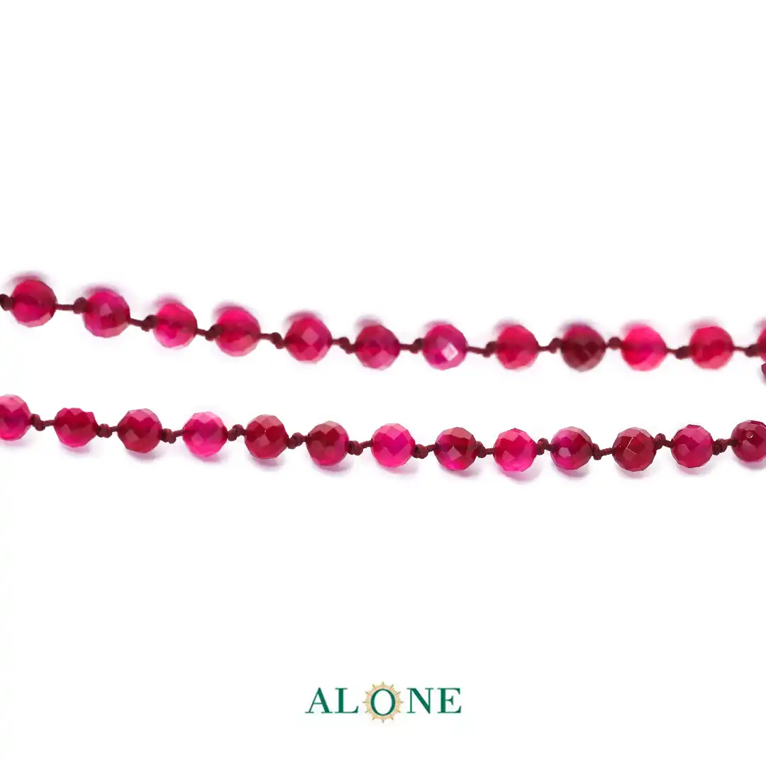 سنگ گره ای کوتاه 45 عقیق صورتی تراش قطر 6