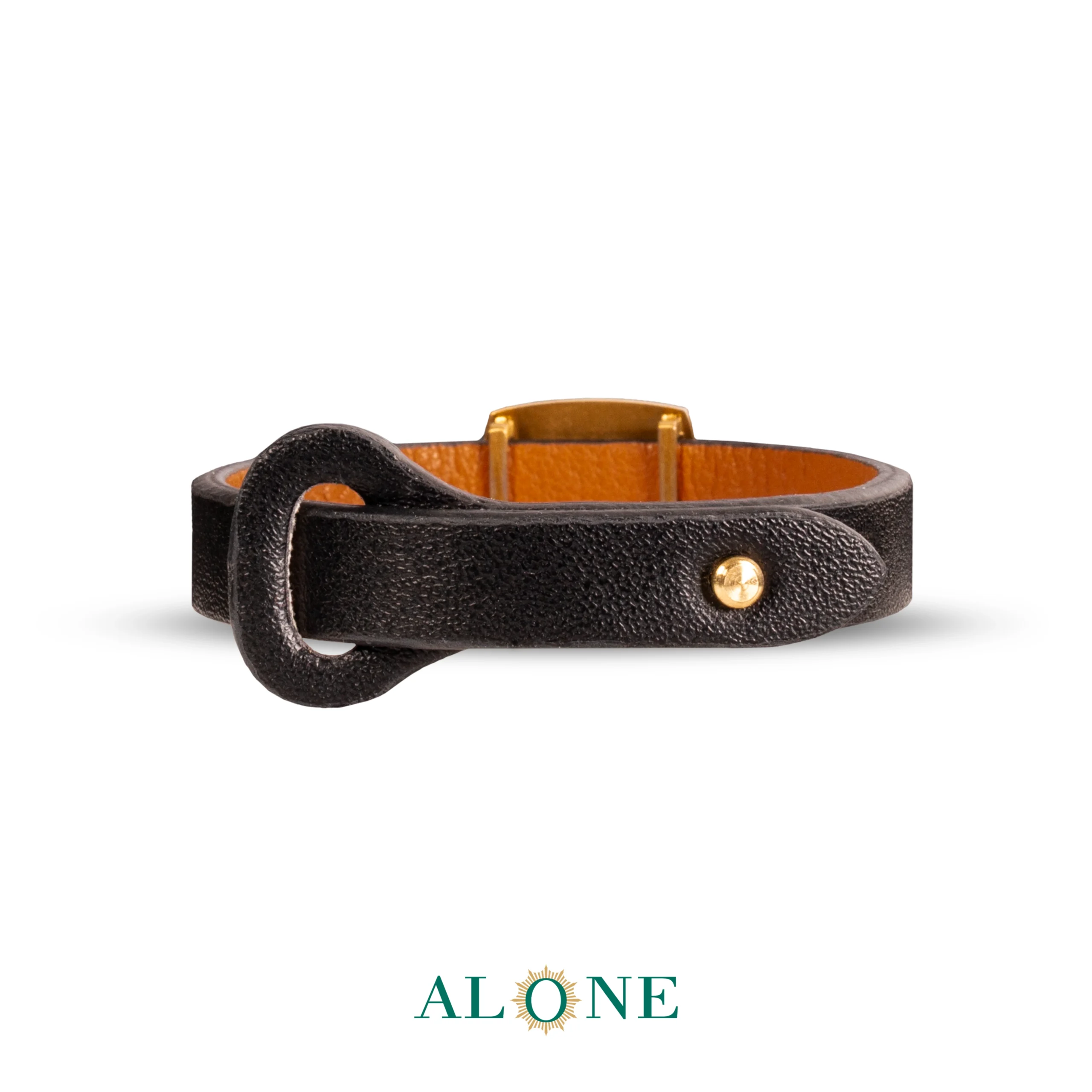 دستبند چرم قهوه ای-مشکی مربع کشویی انيكس فران - Image 2