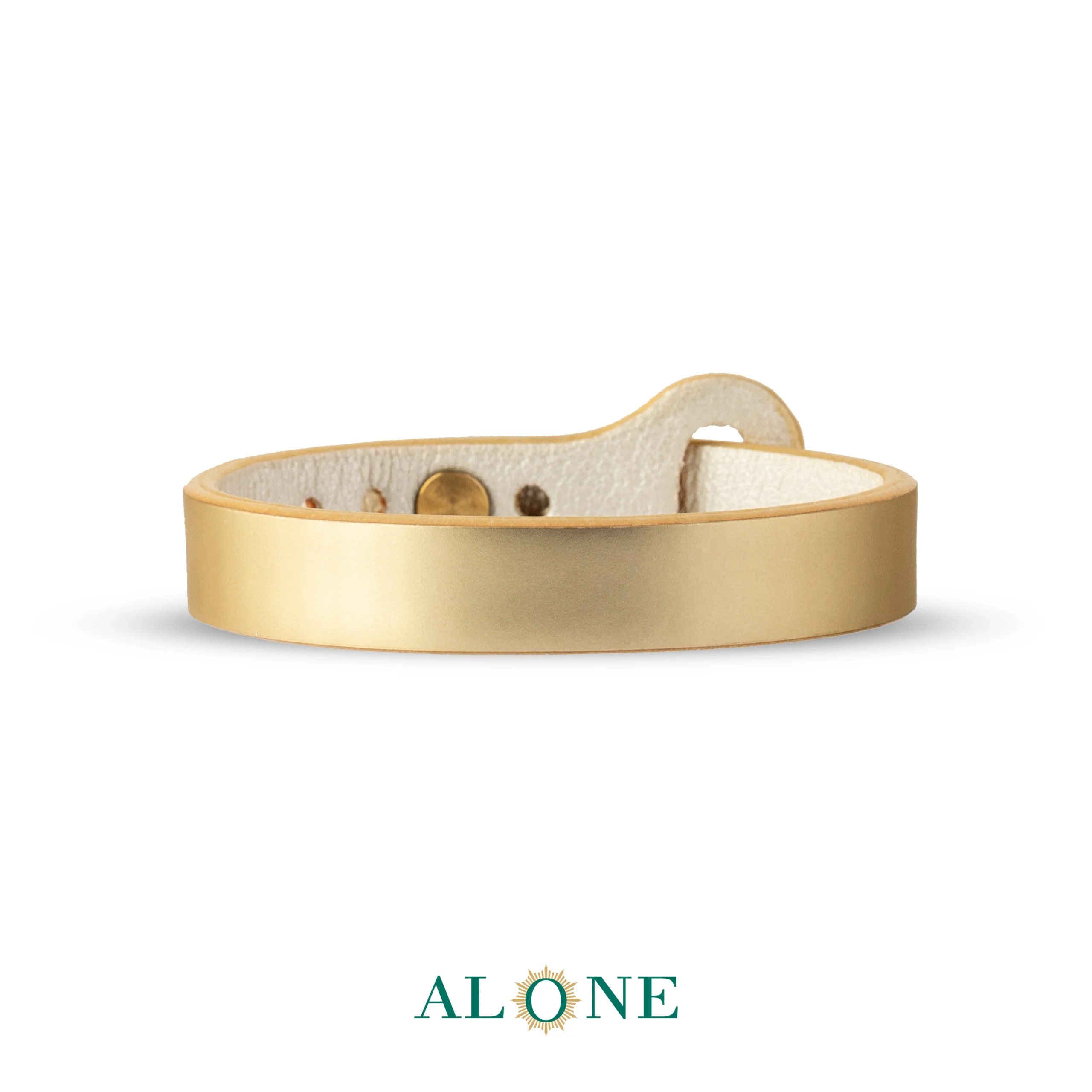 بند مچ چرم 10 میلی متری مدل P طلایی براق - صدفی033