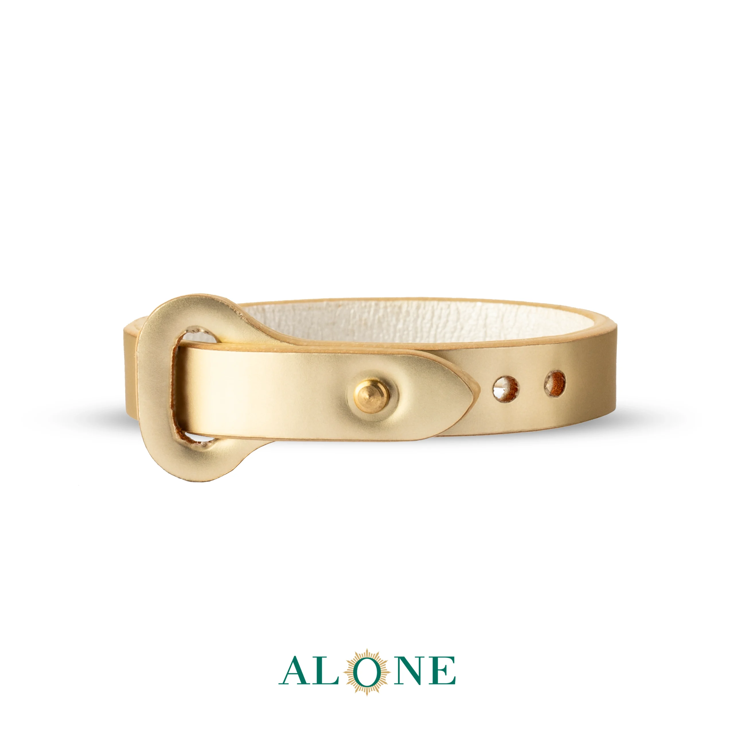 بند مچ چرم 10 میلی متری مدل P طلایی براق - صدفی033 - Image 2