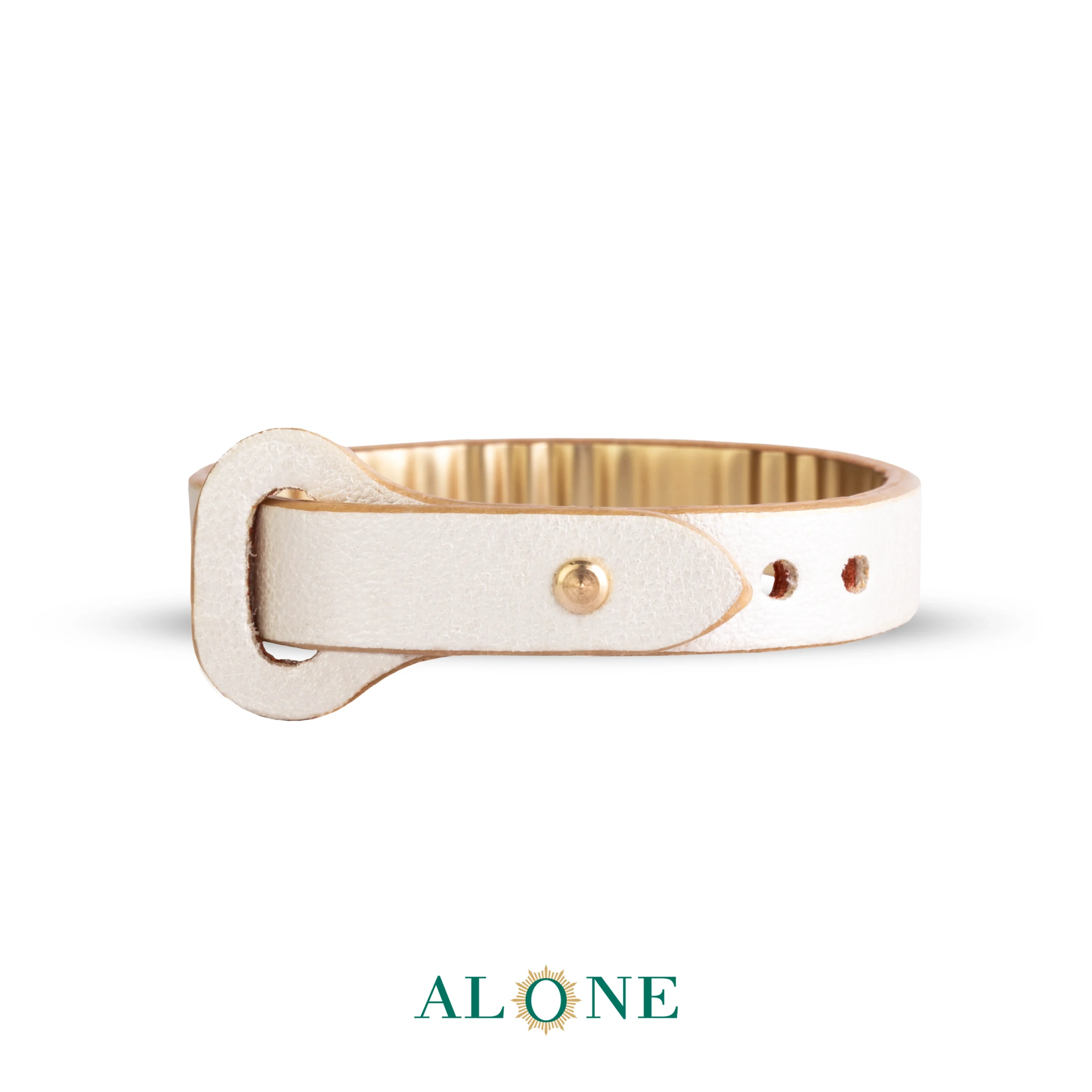 بند مچ چرم 10 میلی متری مدل P طلایی براق - صدفی033 - Image 4