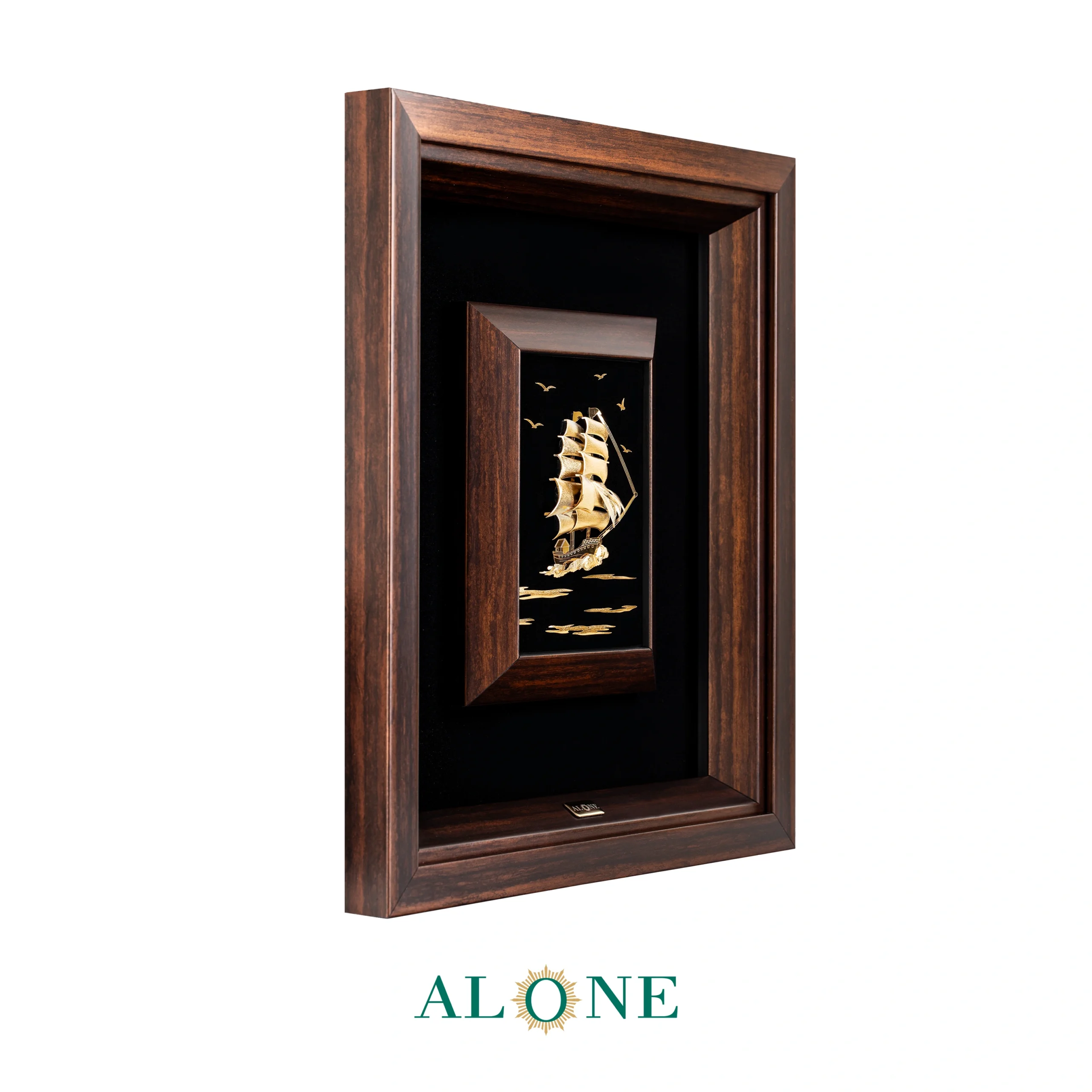 تابلو کشتی عمودی و موج قهوه ای 36*32 - Image 3