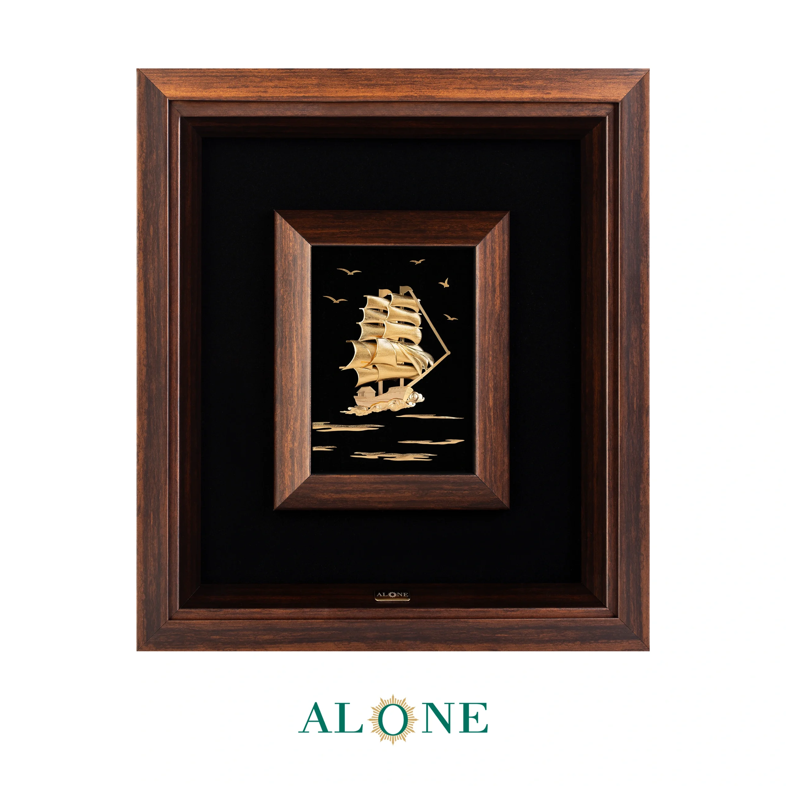 تابلو کشتی عمودی و موج قهوه ای 36*32