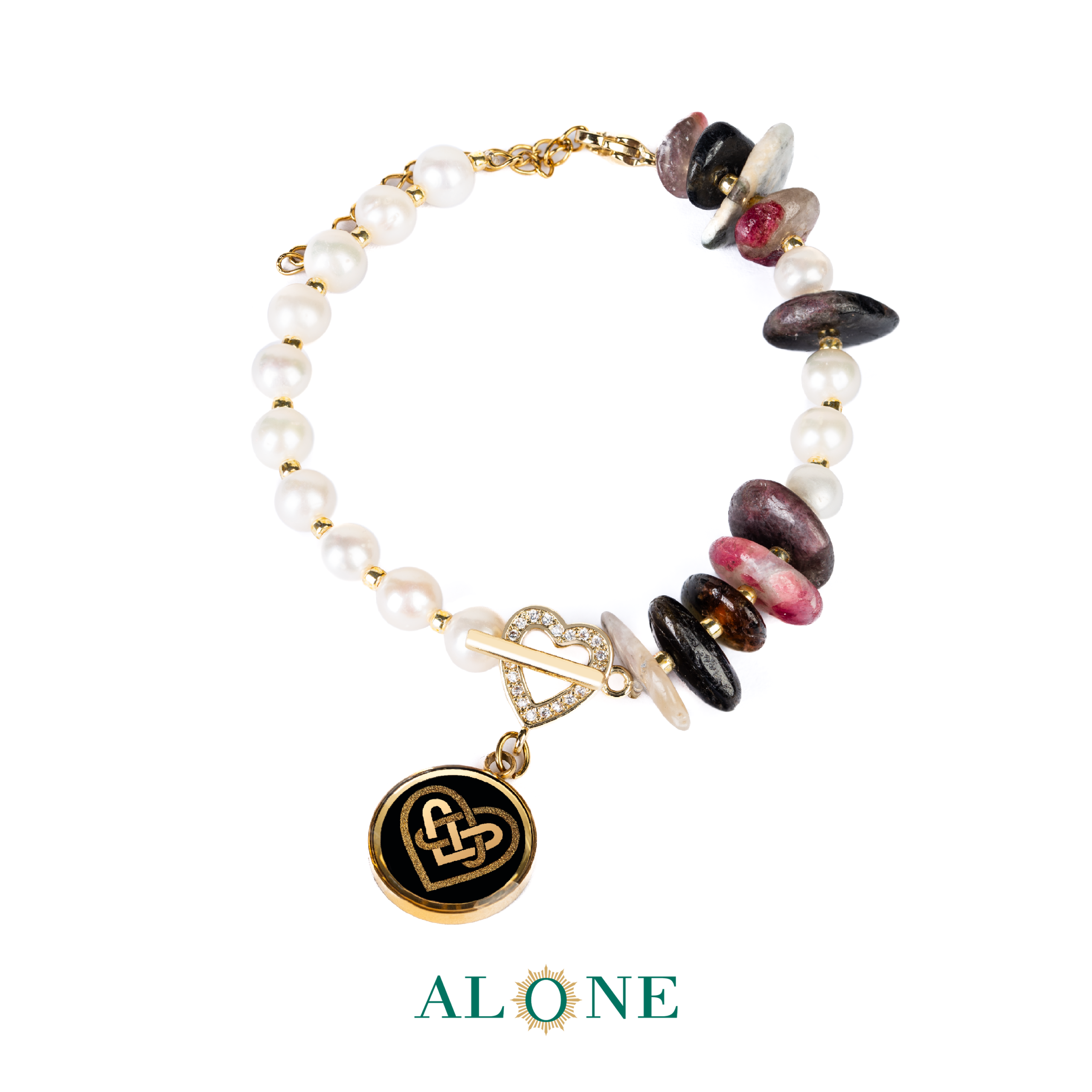 دستبند مروارید درین با آویز ژیوار