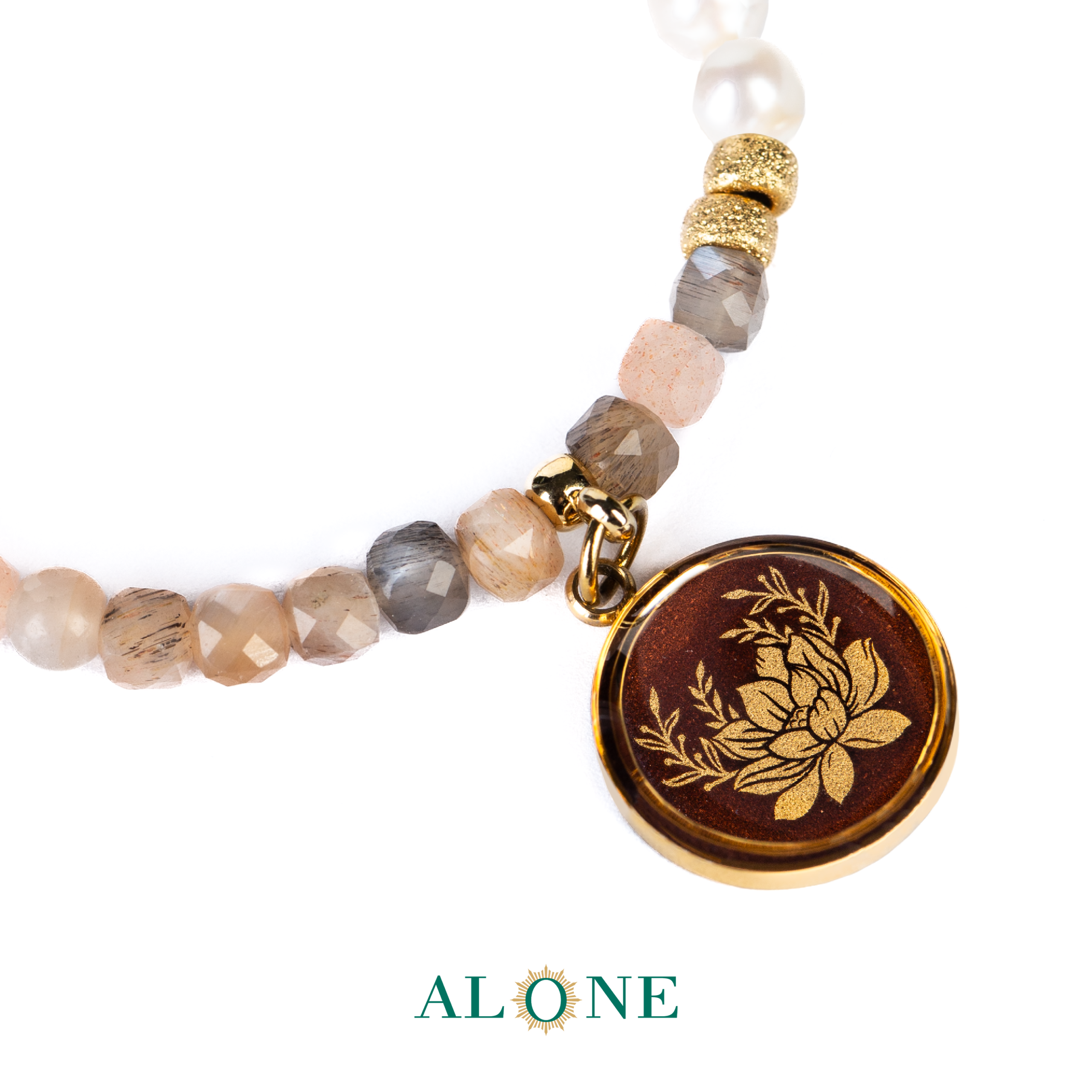 دستبند مروارید مون استون هورشید لوتوس - Image 2