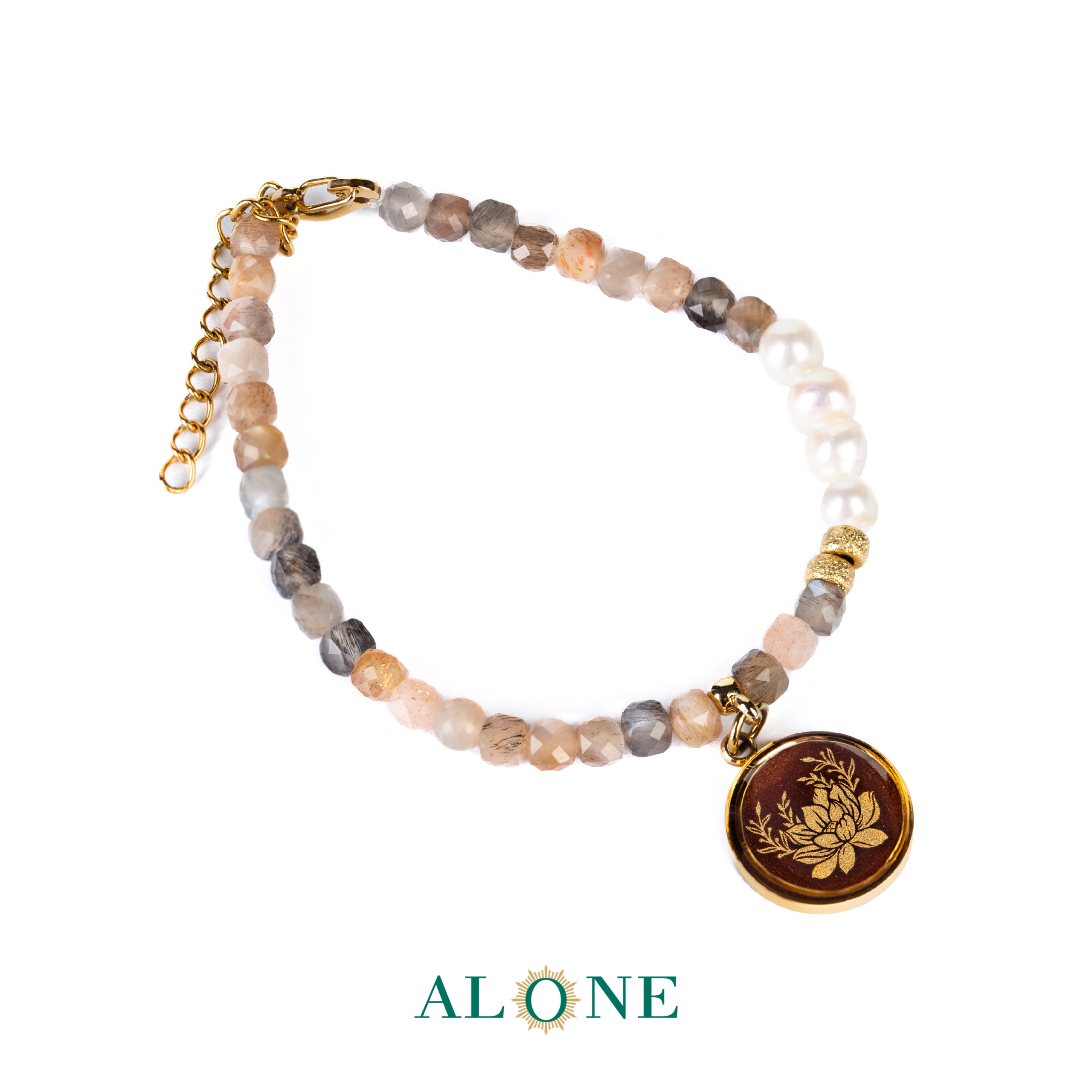 دستبند مروارید مون استون هورشید لوتوس