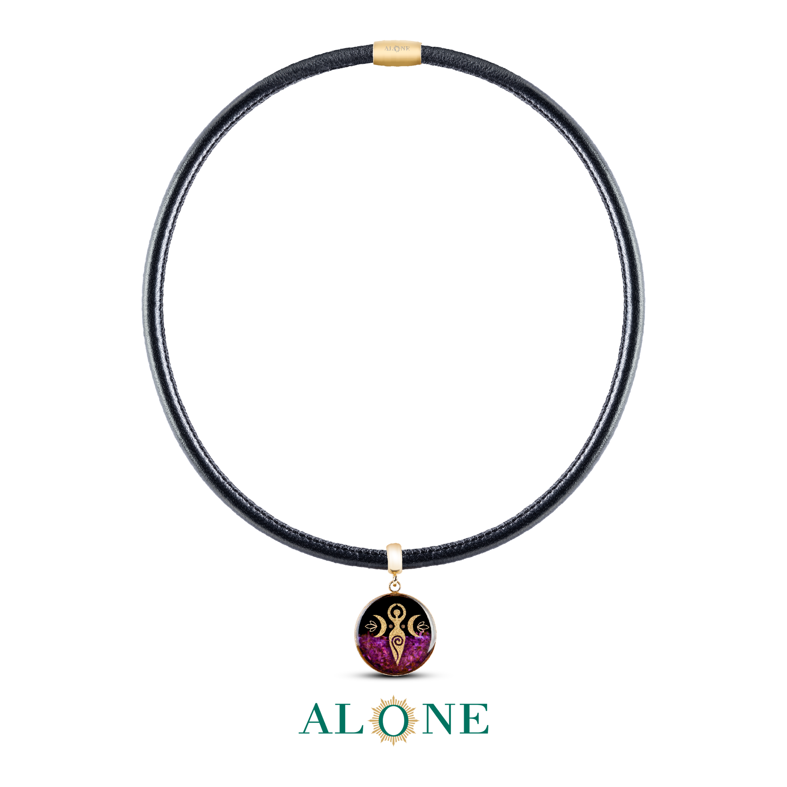 گردنبند چوکر چرم مشکی با آویز دیانا