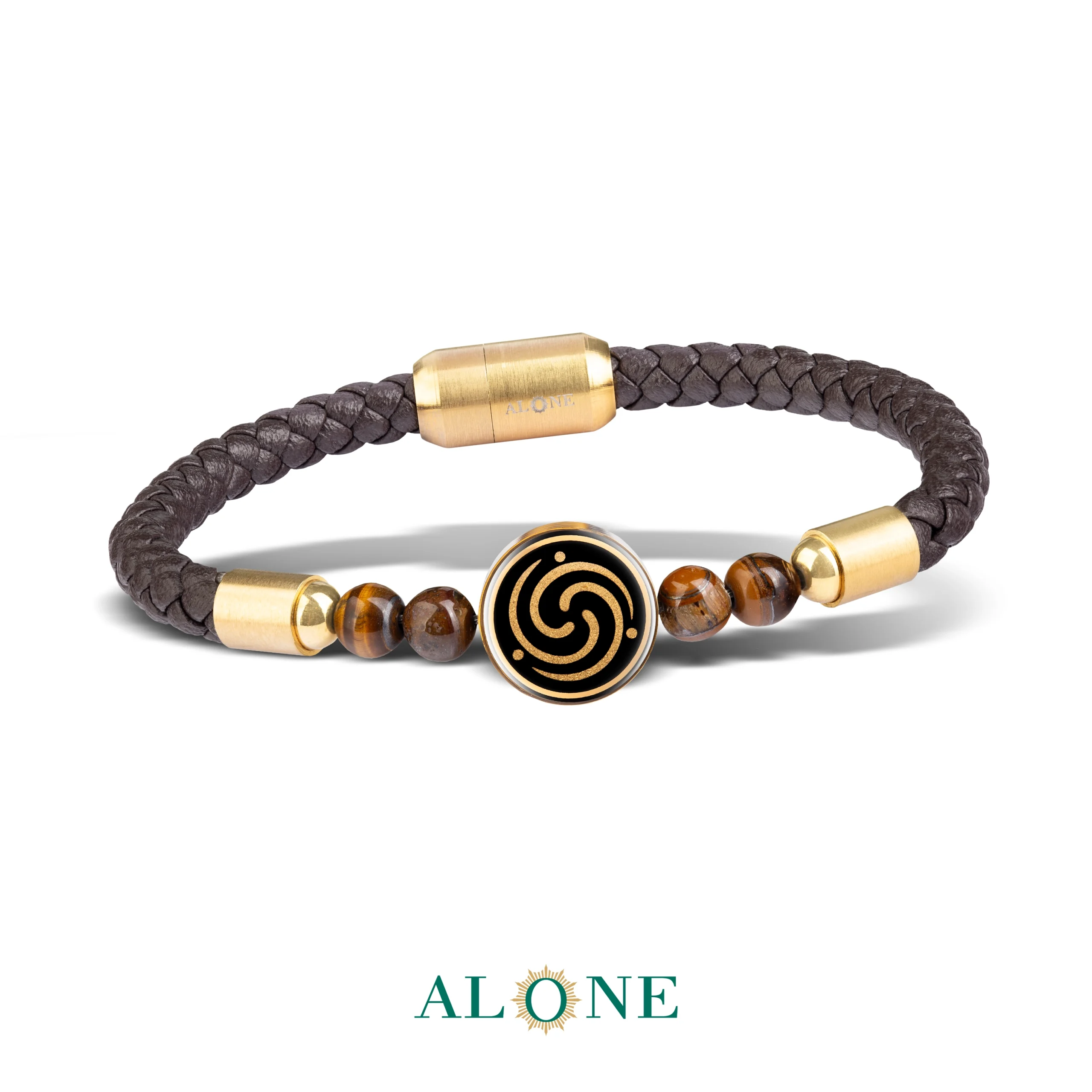 دستبند چرم مردانه دورو شیر و خورشید/جانیار