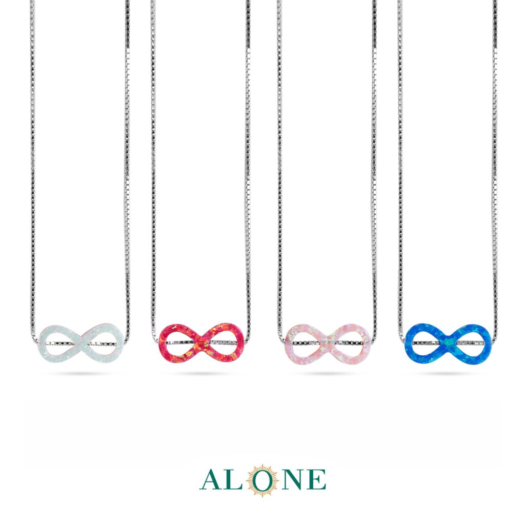 گردنبند نقره و سنگ اوپال INFINITY