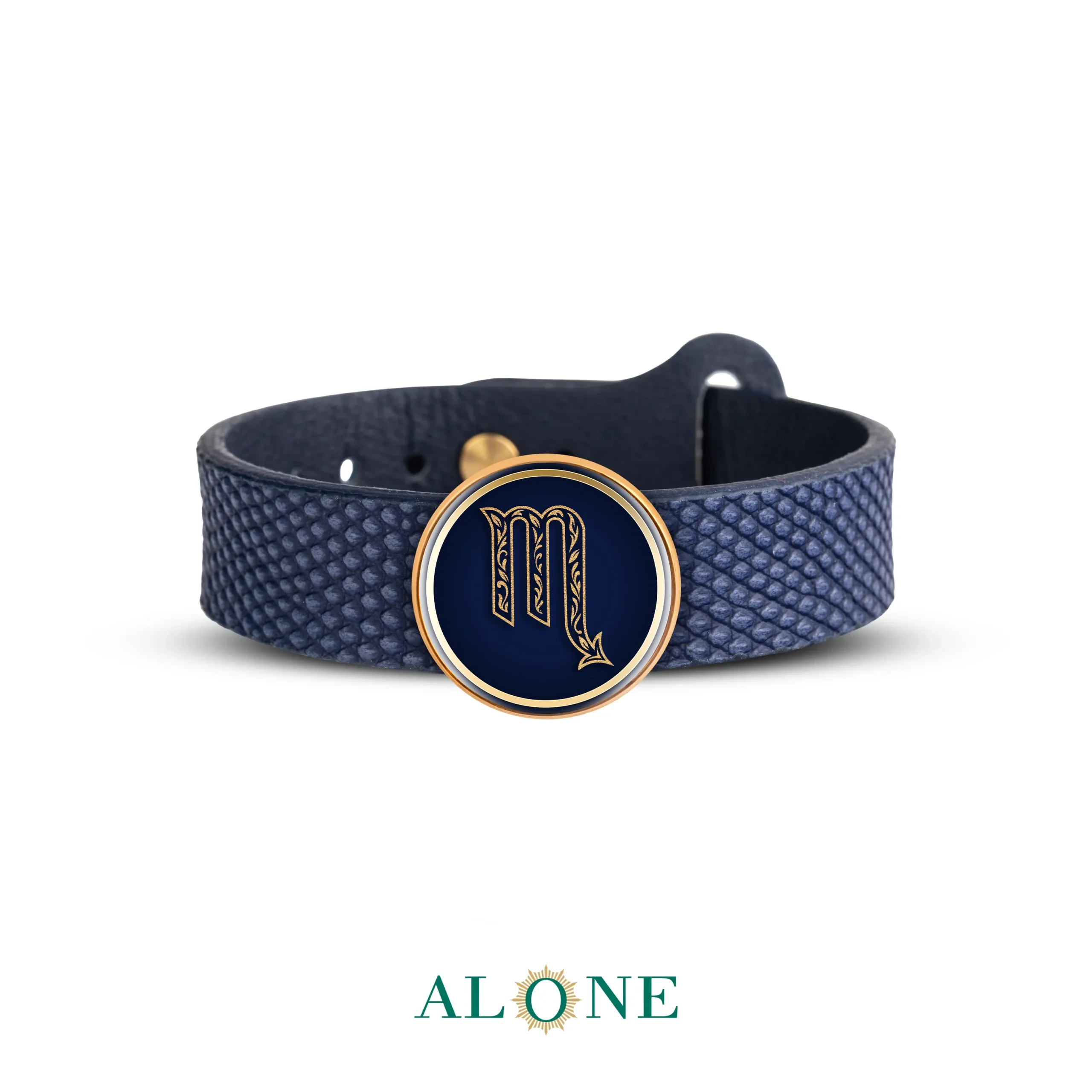 دستبند چرم مردانه گرد سرمه ای آبان