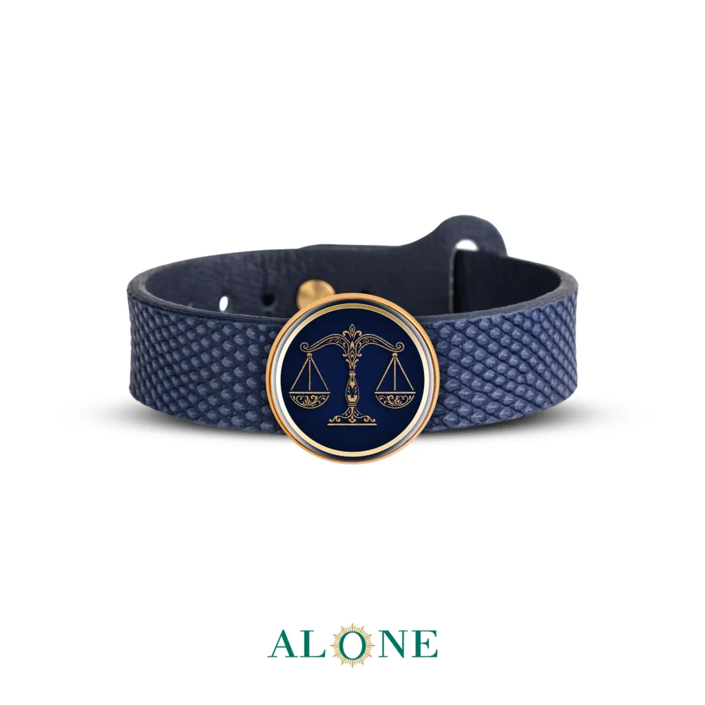 دستبند چرم مردانه گرد سرمه ای مهر